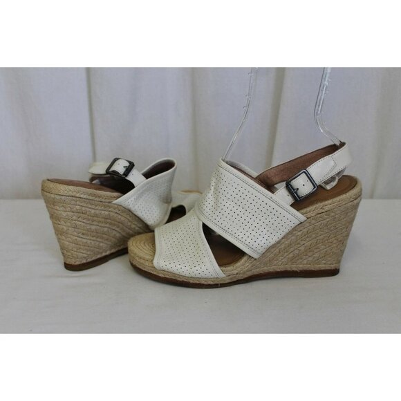 Biala Women's Ivory Leather Joyce Perforated Espadrille Wedge Sandal Size EU 42M - Picture 1 of 5